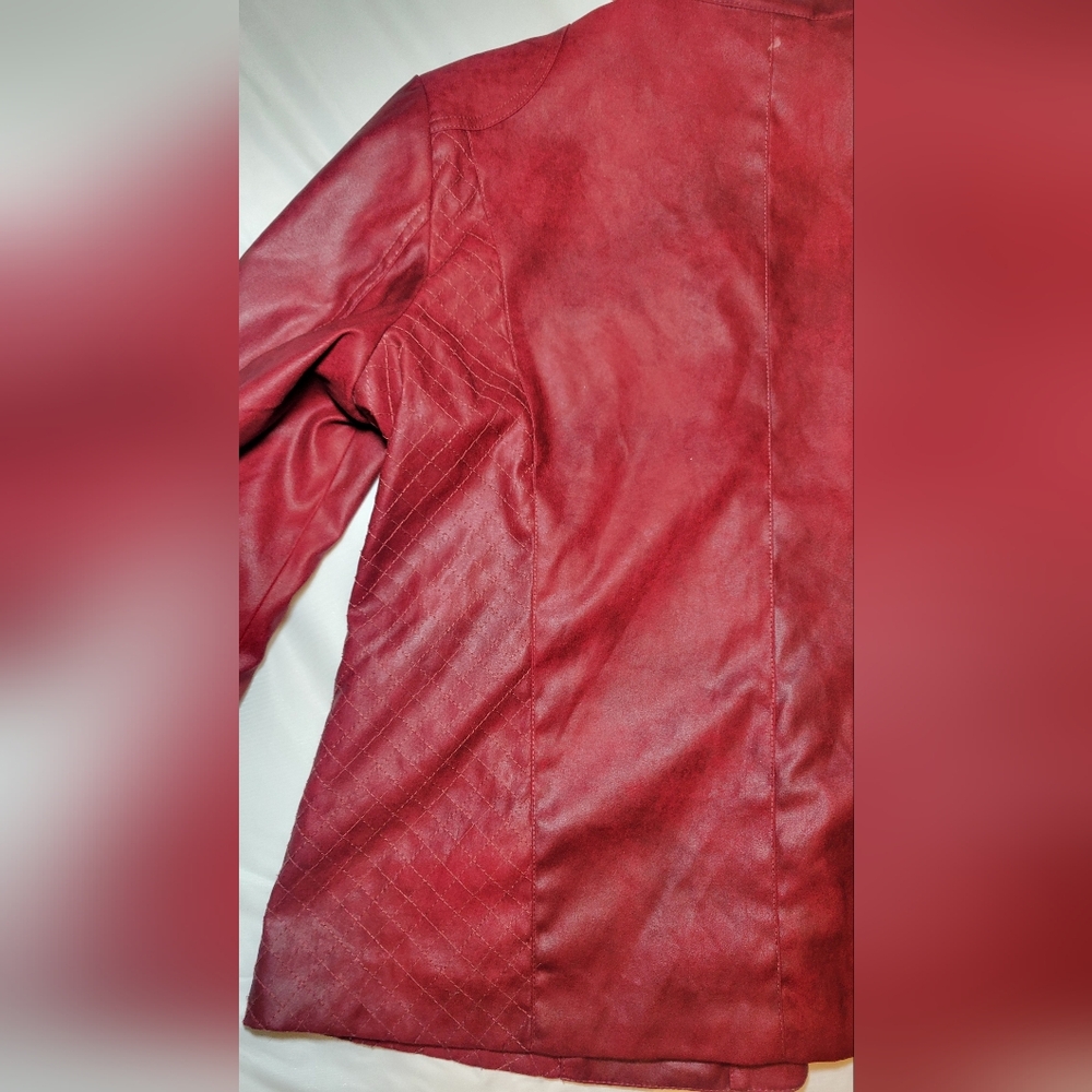 Chico's Red/maroon Jacket 3/4 Sleeve - Picture 5 of 5